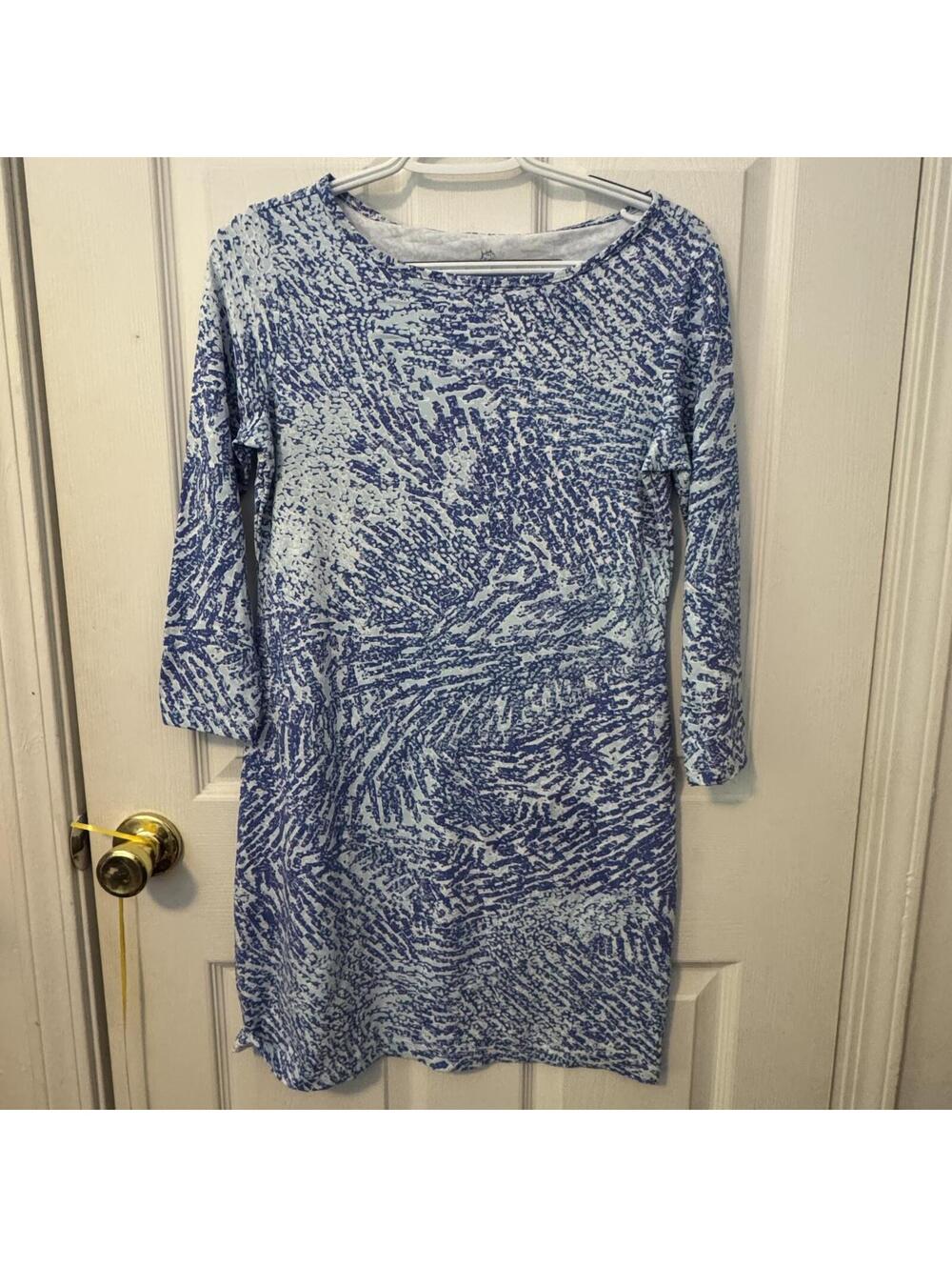 Southern Tide XS Blue Patterned Long Sleeve Dress